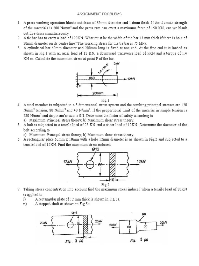 Assignment Problems | PDF | Strength Of Materials | Ultimate Tensile ...