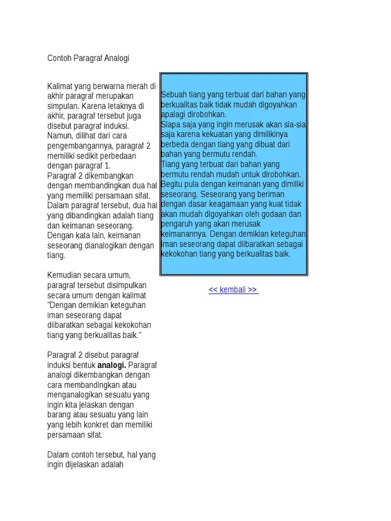 Contoh Paragraf Analogi | PDF