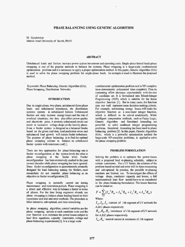 Phase Balancing Using Genetic Algorithm: Example | PDF | Mathematical ...