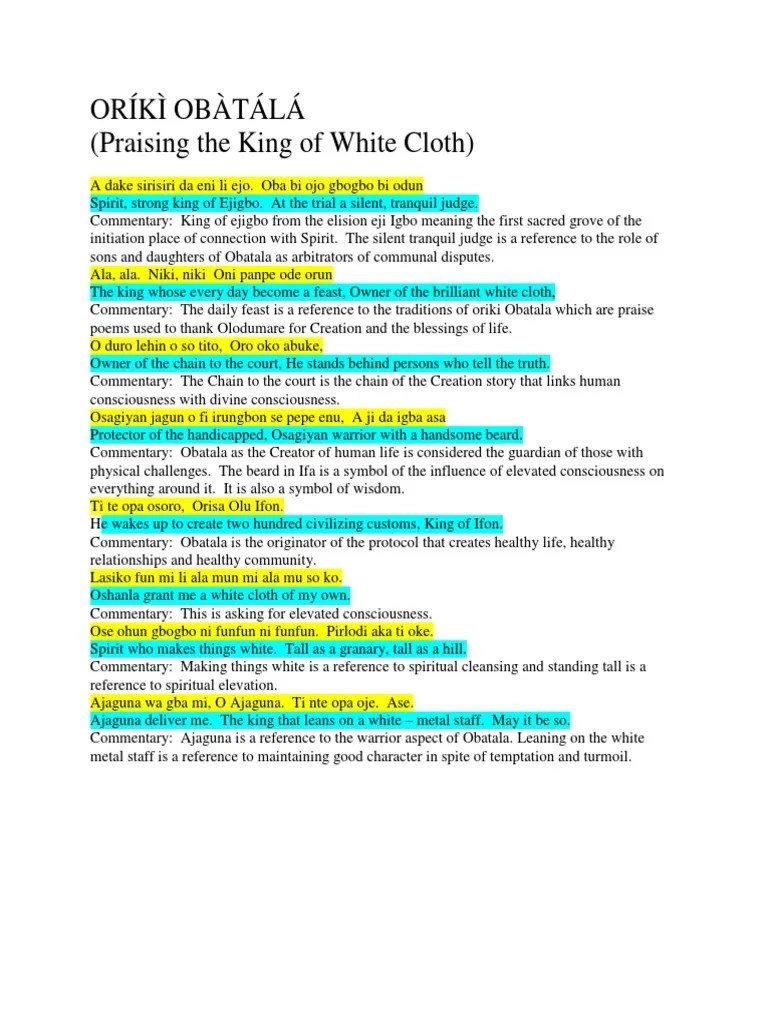 ORÍKÌ Day 4 OBÀTÁLÁ - Iyami - Egungun | PDF | Mythology | Religion And ...
