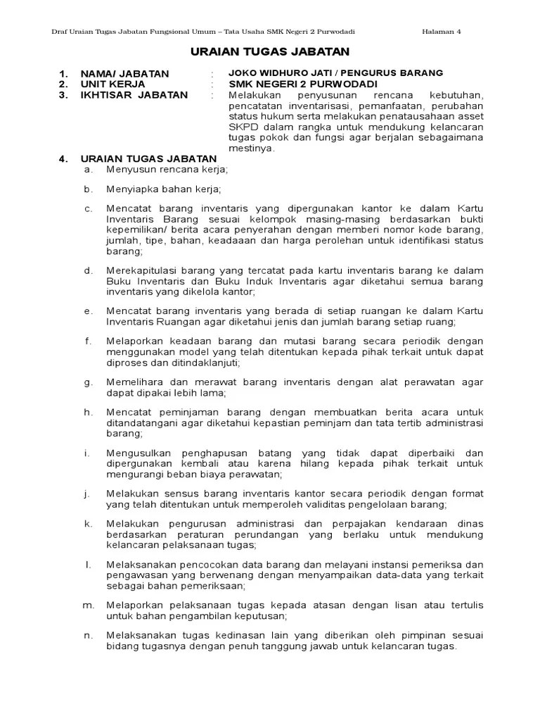 Uraian Tugas Jabatan | PDF