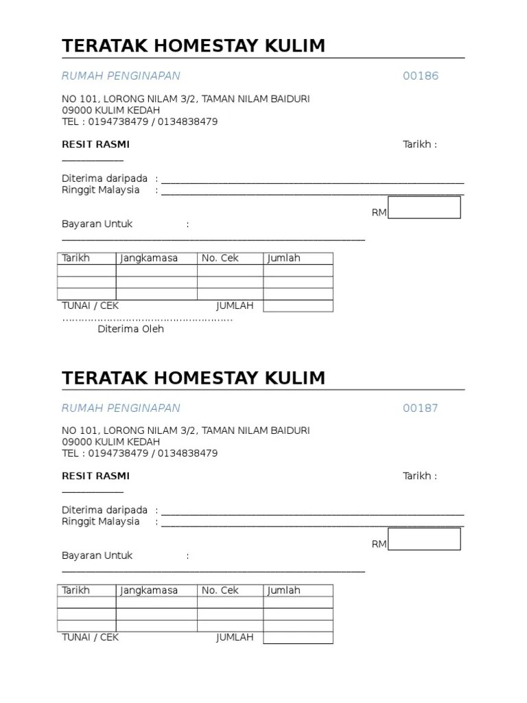 Dengan resit ini, tuan rumah / ejen mengesahkan bahawa telah menerima sebanyak . Resit Homestay 2015 Pdf
