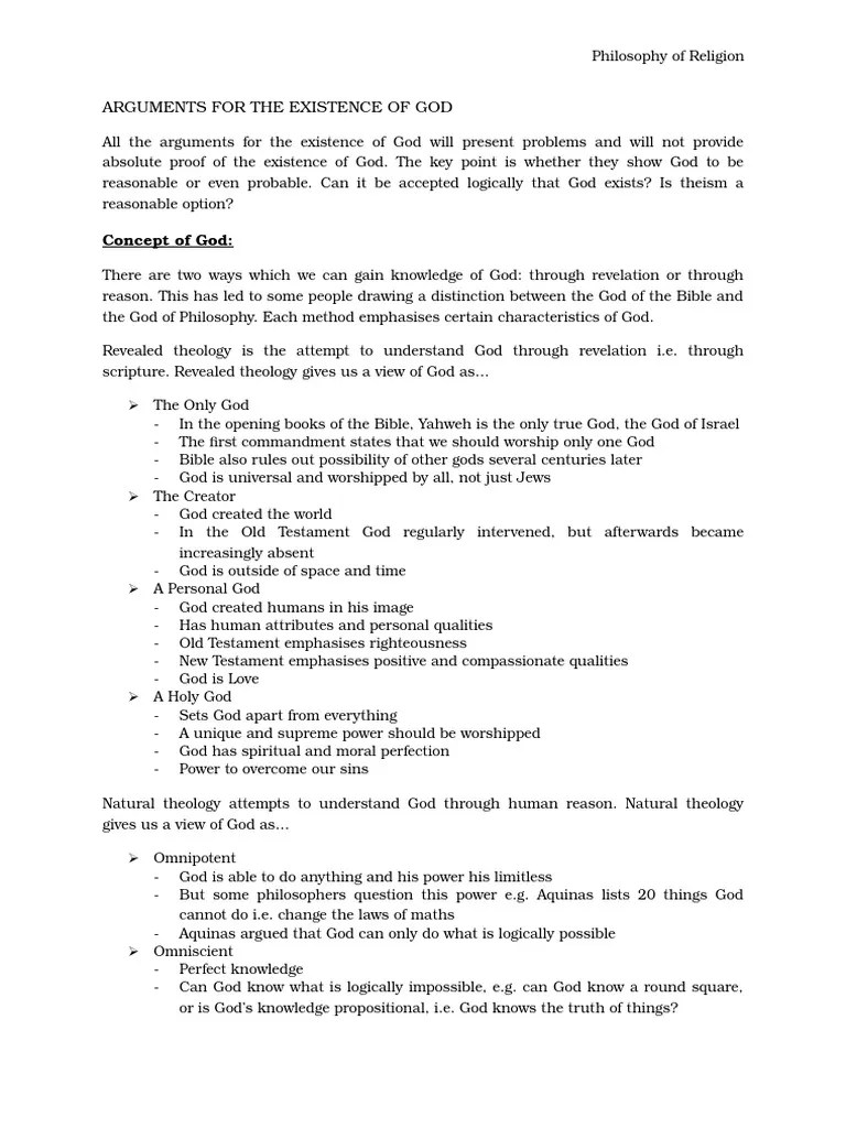 Arguments For The Existence Of God | PDF | Existence Of God | God