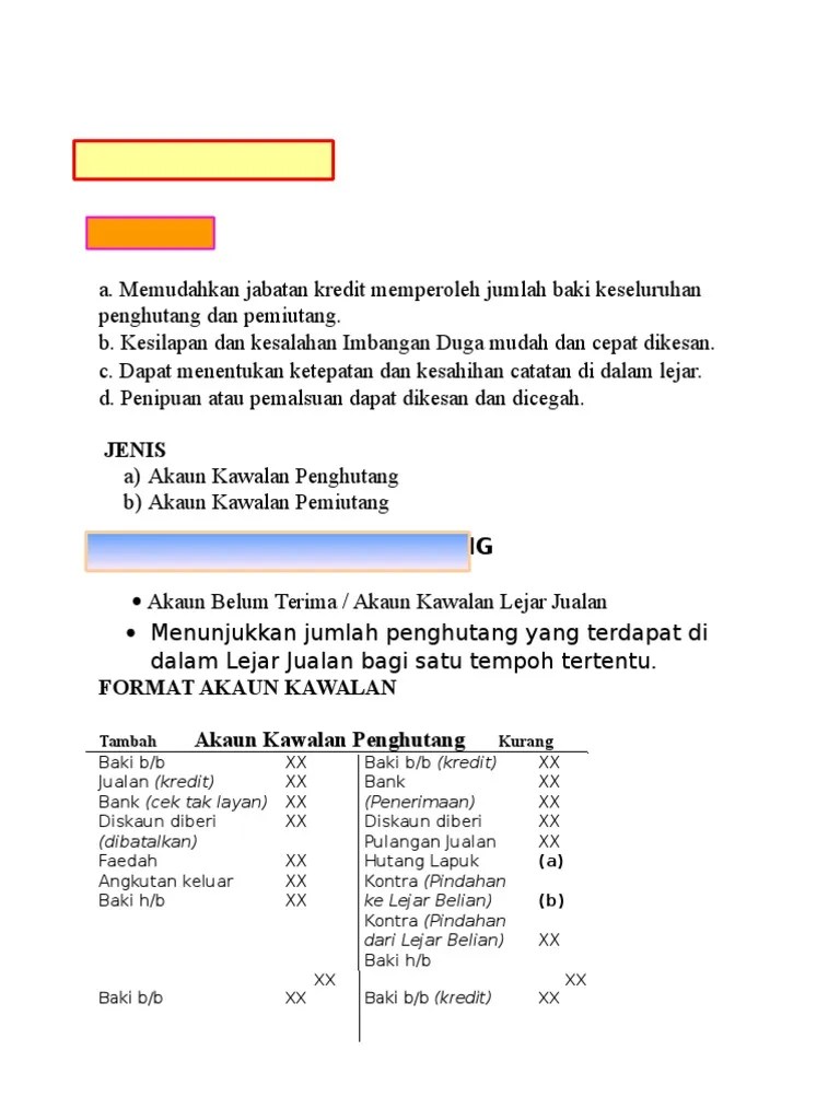 2020 kelab futsal part 12 ( akaun kawalan & akaun perdagangan kiosk). Format Akaun Kawalan Belum Terima Dan Belum Bayar