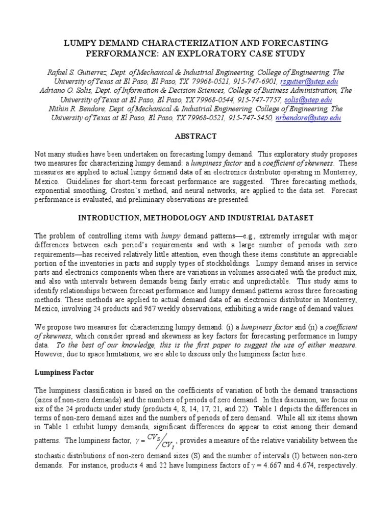 Lumpy Demand Forecasting | Download Free PDF | Coefficient Of Variation | Forecasting