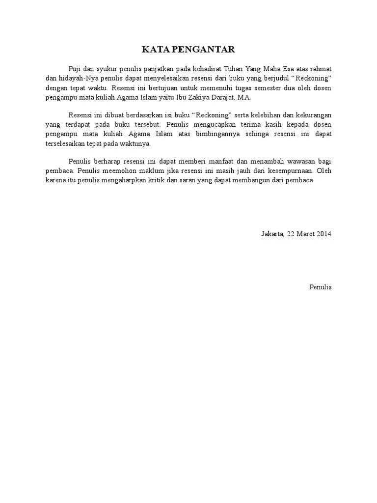 Sulitnya kata pengantar untuk ditulis salah satunya adalah sulitnya. Kata Pengantar Resensi Buku Pdf