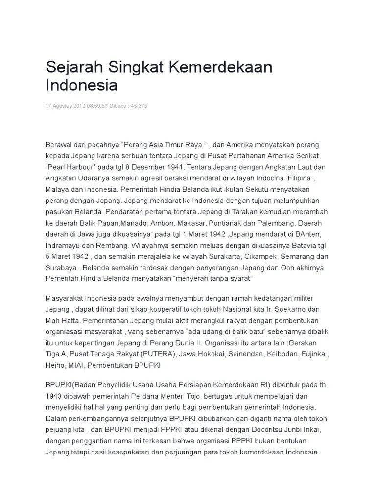 Sejarah Singkat Kemerdekaan Indonesia | PDF