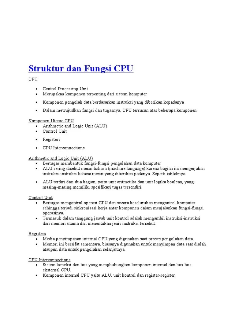 Struktur Dan Fungsi CPU | PDF