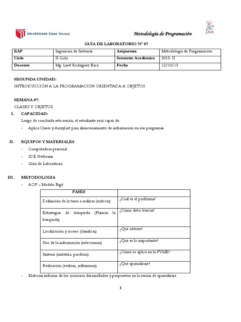 Ejercicios De Java Orientados A Objetos | PDF | Programación De ...