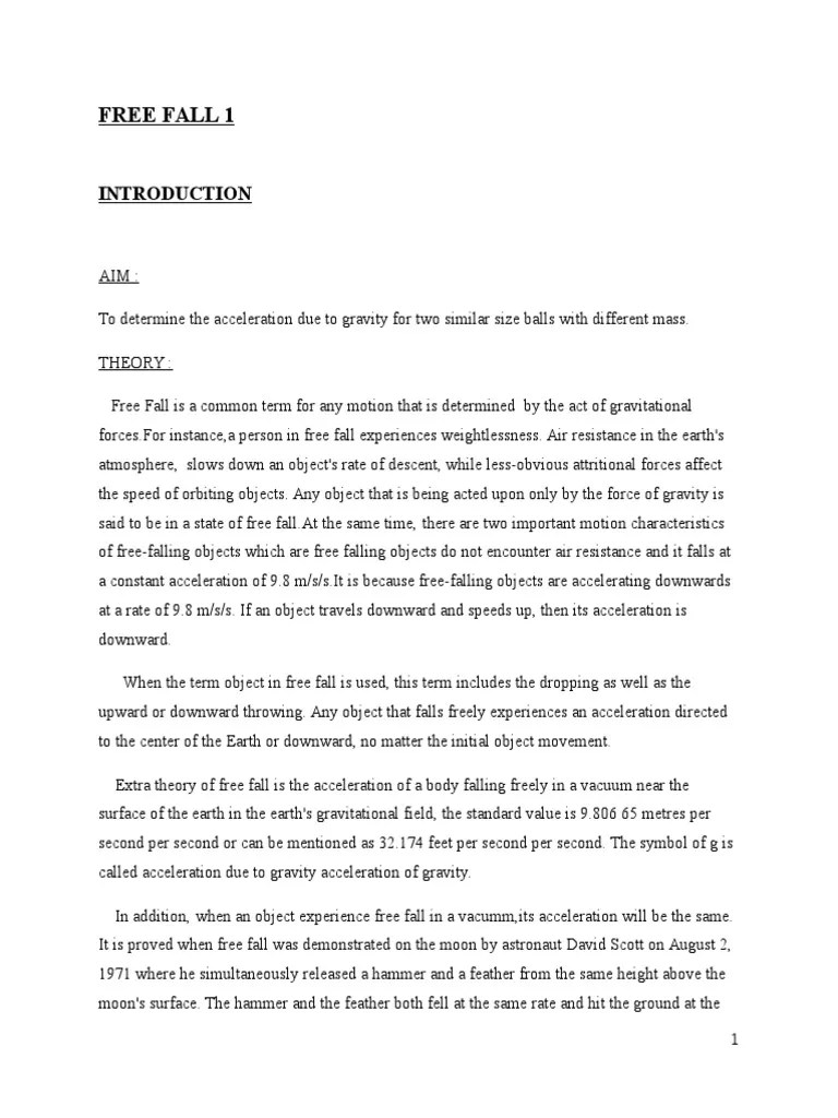 Free Fall 1 | PDF | Gravity | Acceleration