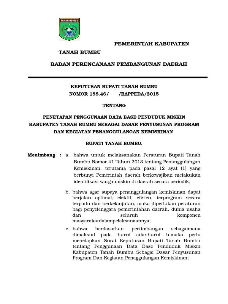 Dan olahraga tahun 2021, perlu membentuk tim penyusun rencana kerja. Contoh Sk Penggunaan Data Base Penduduk Miskin 2 Pdf