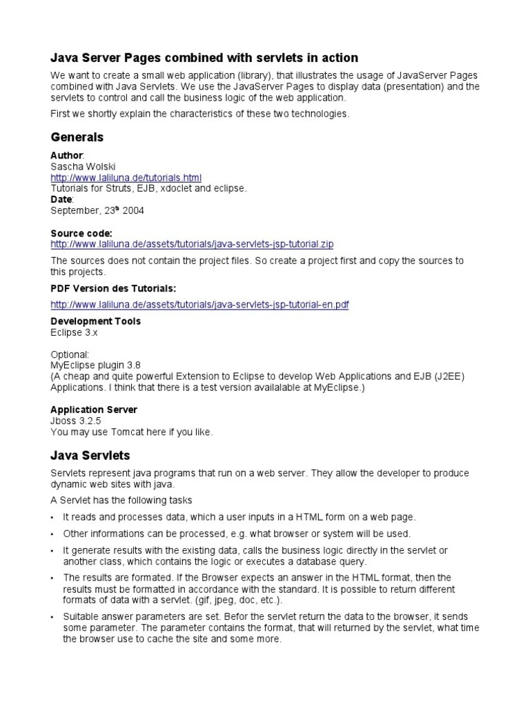 Java Servlets JSP Tutorial En | PDF