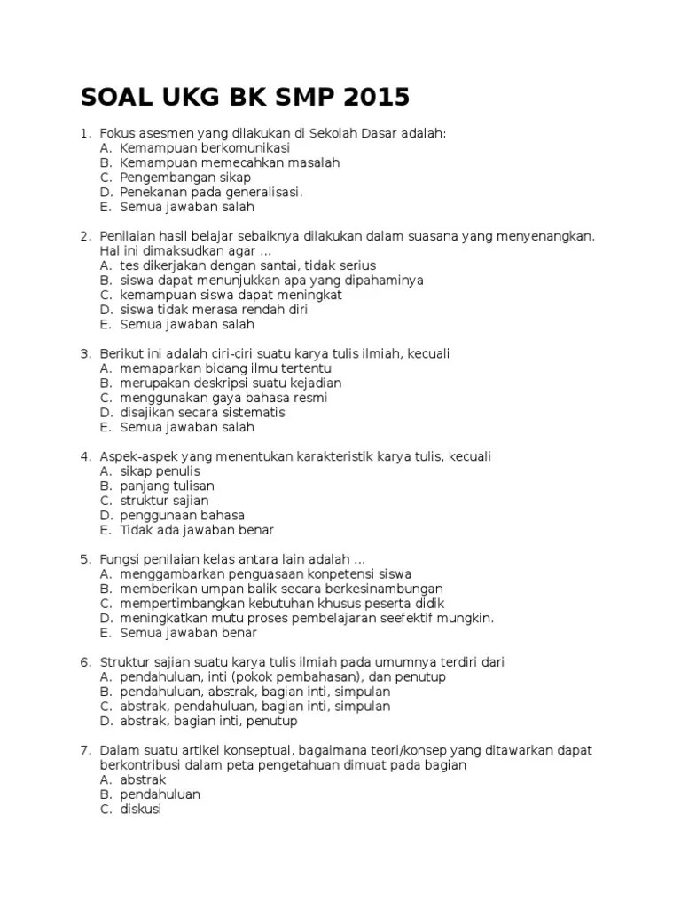 Download contoh soal tes p3k pppk guru bimbingan dan konseling dan. Contoh Soal Hots Bimbingan Konseling Revisi Id