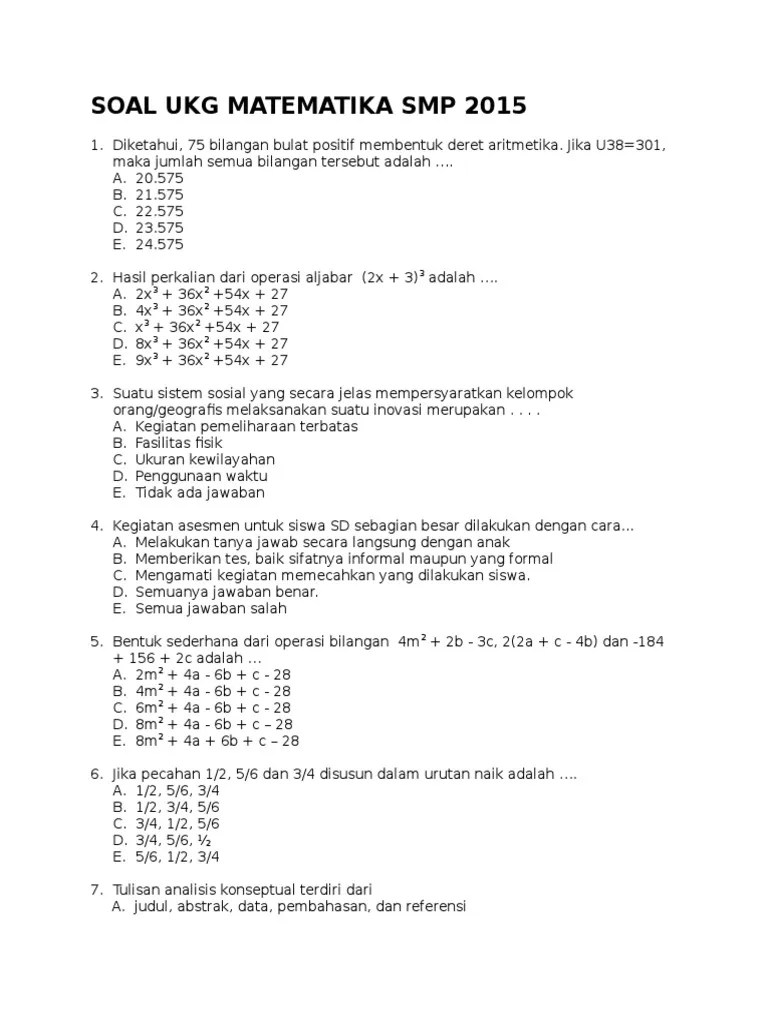 Download soal ppg 2018 dan kunci jawaban untuk guru sd smp sma smk. Download Soal Pedagogik Ukg Revisi Id