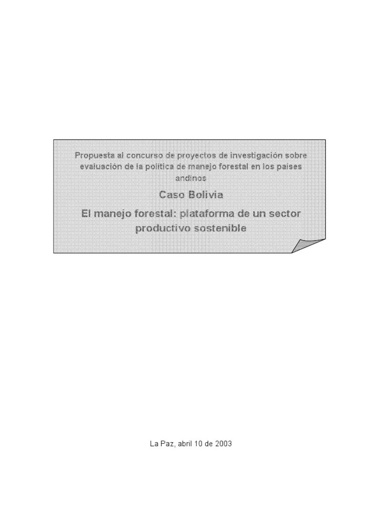 El Manejo Forestal: Plataforma De Un Sector Productivo Sostenible | PDF | Los Bosques | Bolivia