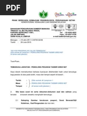 Contoh soalan temuduga spp dg41 surasm . Contoh Surat Panggilan Temuduga N27 Pdf