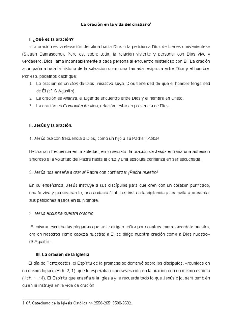 La Oracion En La Vida Del Cristiano Catecismo | PDF | Oración | Eucaristía