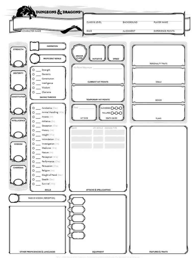 dnd5echaractersheet form fillable