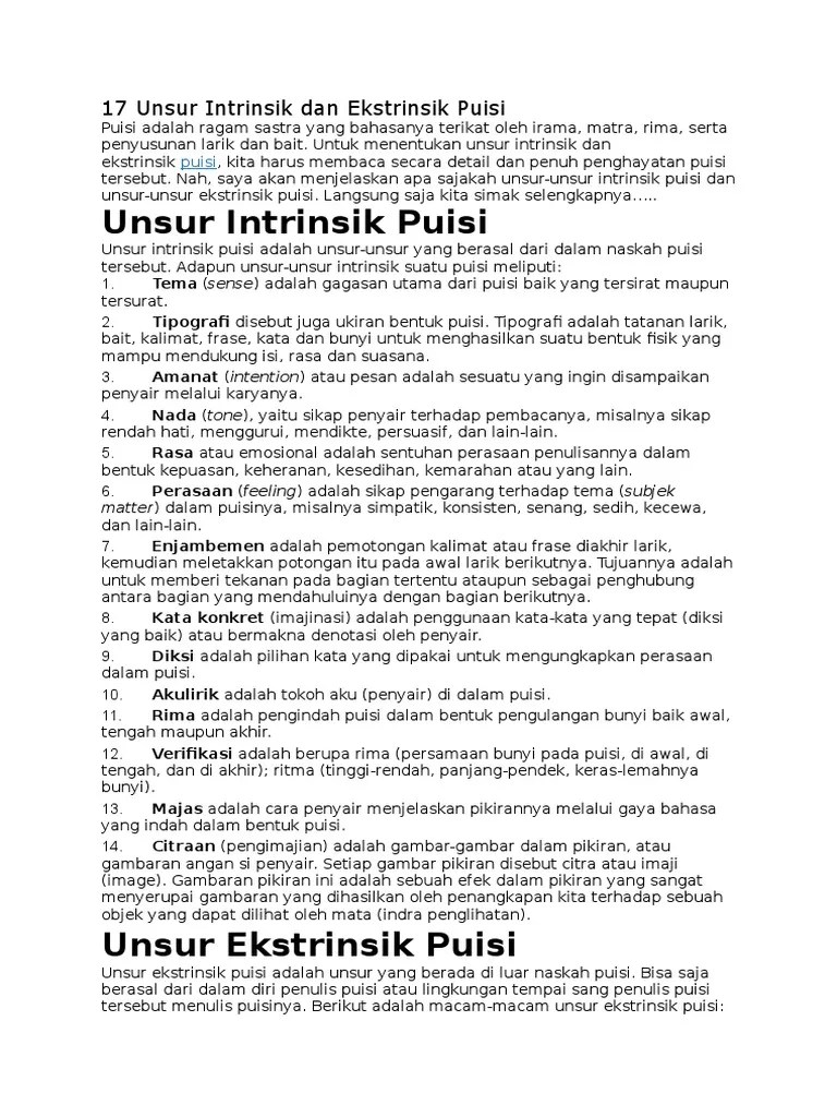 Unsur Intrinsik Dan Ekstrinsik 