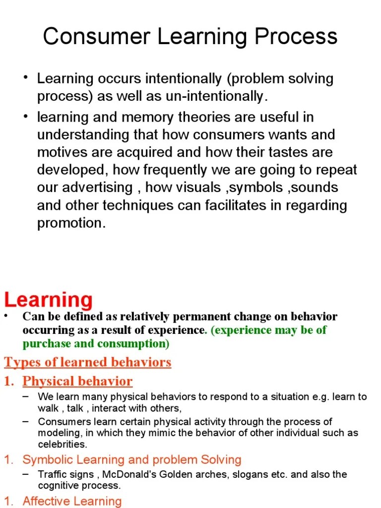 Consumer Behavior Learning | PDF | Learning | Classical Conditioning