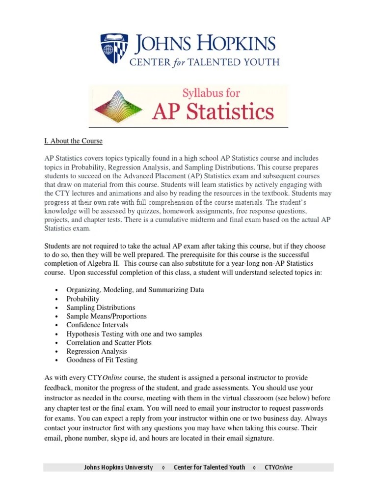 AP Statistics Syllabus | PDF | Statistics | Test (Assessment)