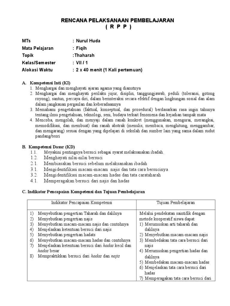 Arif hanafi,s.ag.m.pd, buku pembelajaran mata pelajaran fiqih kelas vii semester ganjil . Rpp Fiqih Kelas Vii Bab 1 Pdf