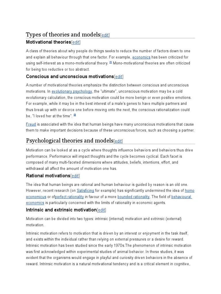 Types Of Motivational Theories And Models Explained | PDF | Motivation ...