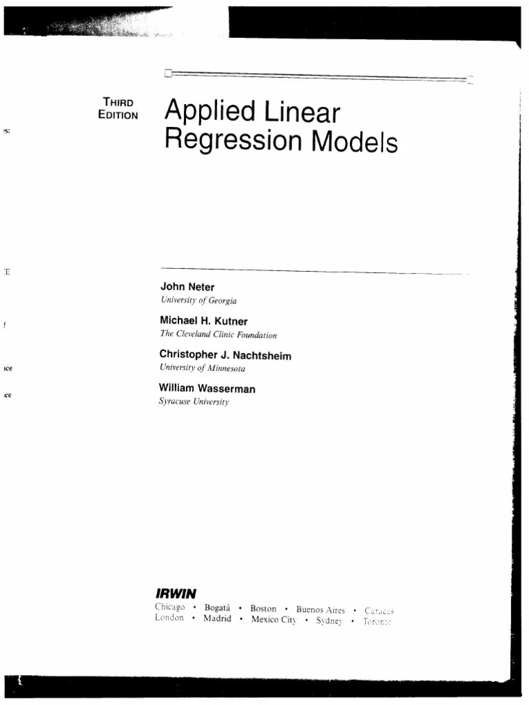 Applied Linear Regression Models Explained | PDF | Matrix (Mathematics ...