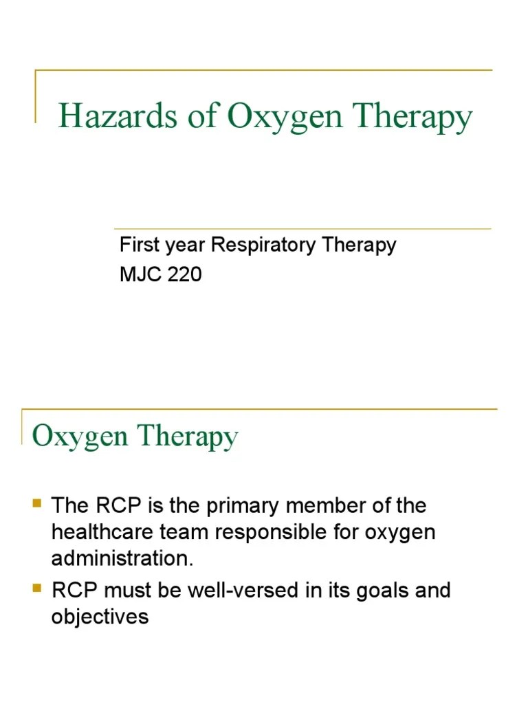 03 Hazards Of Oxygen Therapy | PDF | Hypoxia (Medical) | Medicine