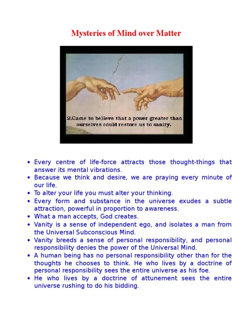 Mysteries Of Mind Over Matter | PDF | Thought | Prayer