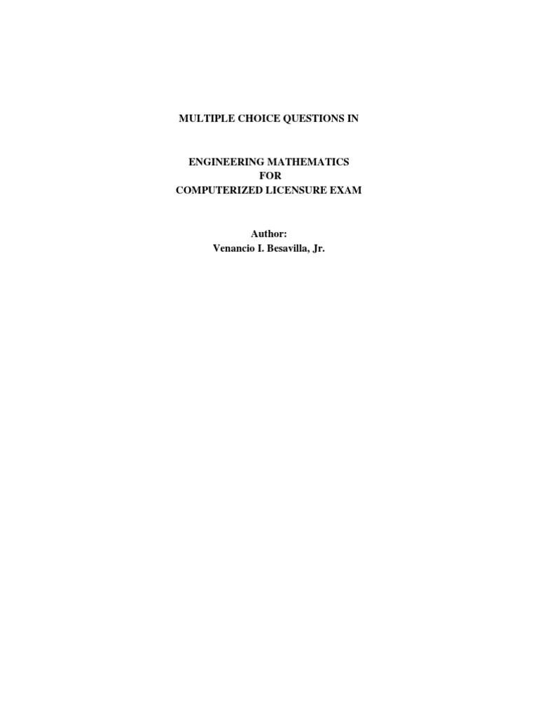 Multiple Choice Questions In Engineering Mathematics By Venancio I