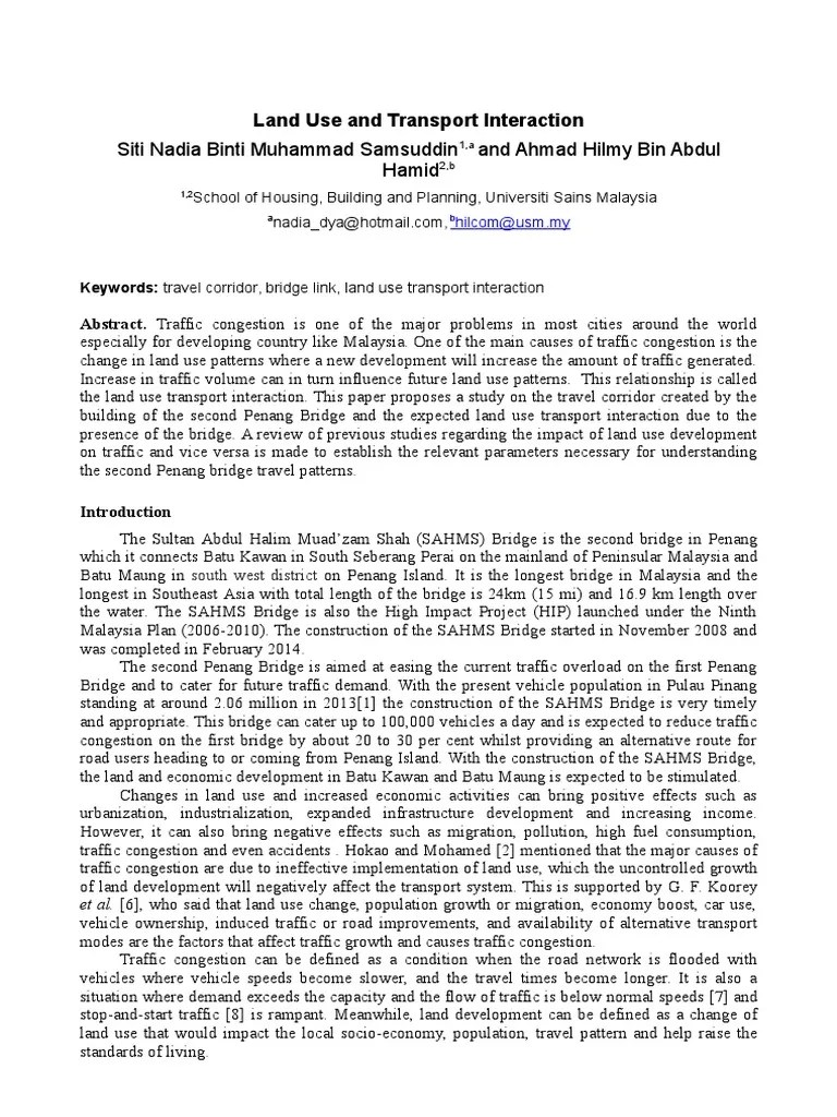 Land Use And Transport Interaction | PDF | Industries | Land Transport