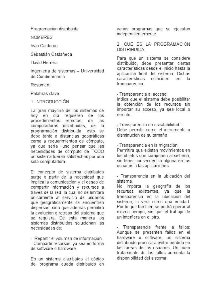 Programación Distribuida | PDF | Computación Distribuída | Programación ...