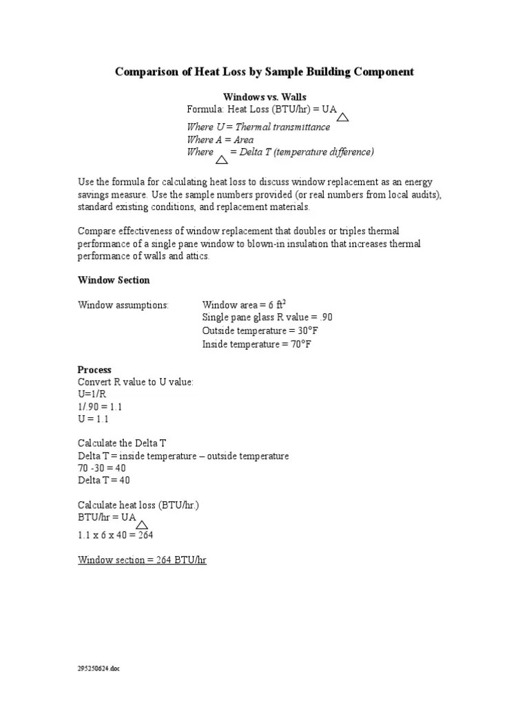 Find out which type of heat transfer is most efficient. Heat Loss Calculation Worksheet Pdf Heat Transfer Window
