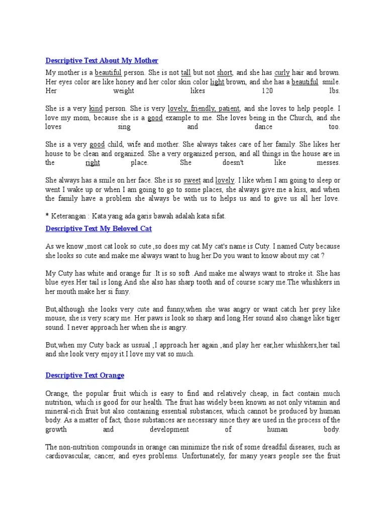 Descriptive Text About My Mother | PDF | Vitamin | Food And Drink