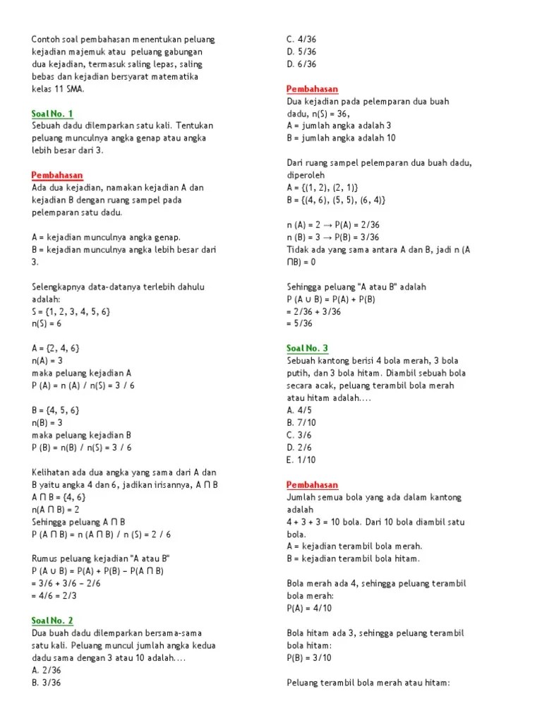 Dalam pemilihan pengurus karang taruna akan dipilih ketua, sekretaris, . Contoh Soal Pembahasan Menentukan Peluang Kombinasi Permutasi Pdf