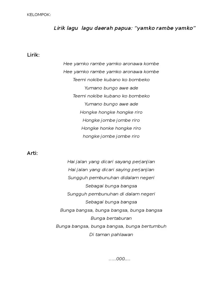 Lagu Yamko Rambe Yamko Berasal Dari Daerah Mana