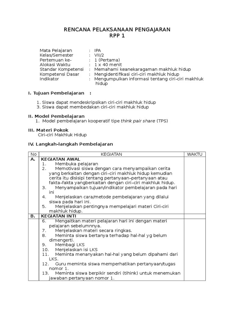 2006 atau ktsp, materi persegi panjang dan persegi terdapat di rencana. Rpp Tps Pdf