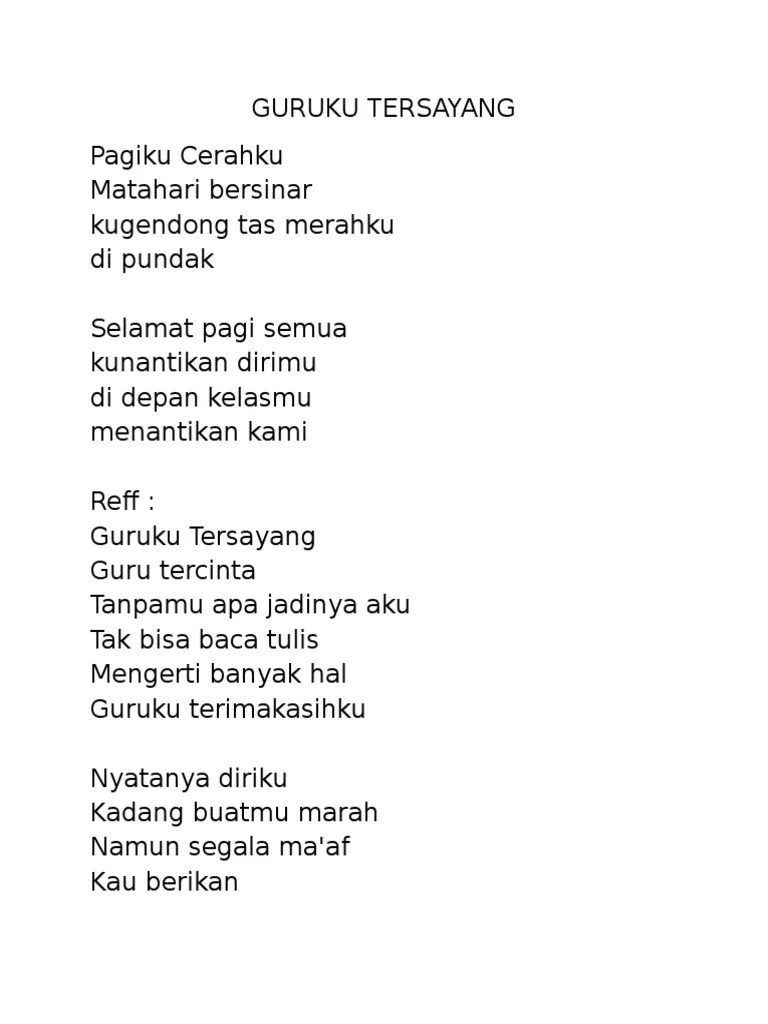 Lirik Lagu Guruku Sayang