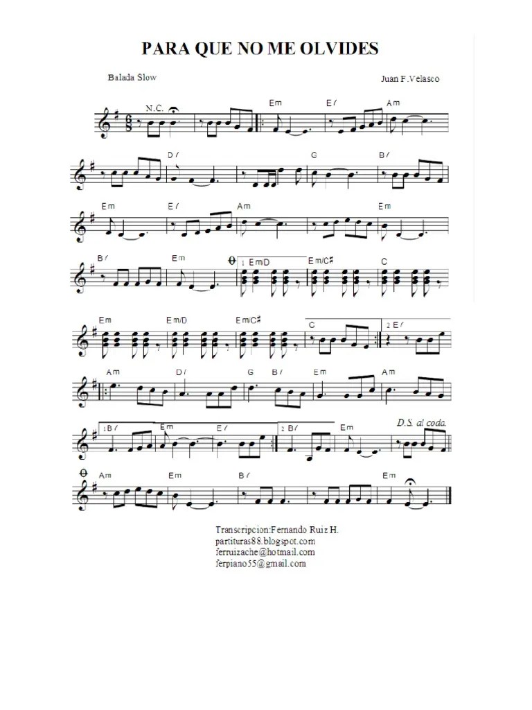 Savesave para que no me olvides partitura for later. Para Que No Me Olvides Partitura