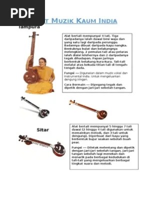 Sape berbentuk seperti gambus panjang bertali empat. Alat Muzik Kaum India 7 Pdf