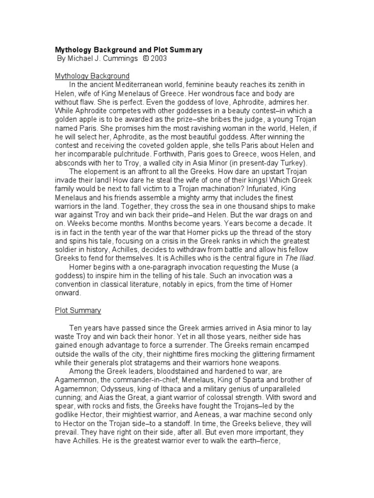The Iliad Summary | PDF | Hector | Achilles