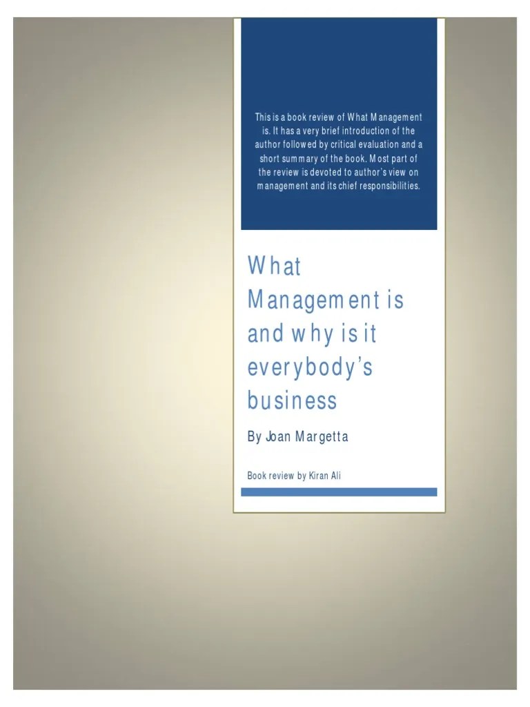 Book Review Of What Management Is | PDF | Strategic Management | Innovation