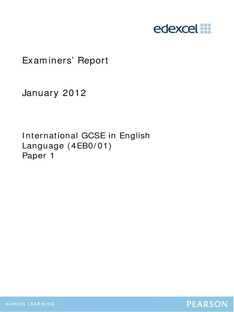 IGCSE English Language B - Examiner Report-Paper1 - January 2012 | PDF ...