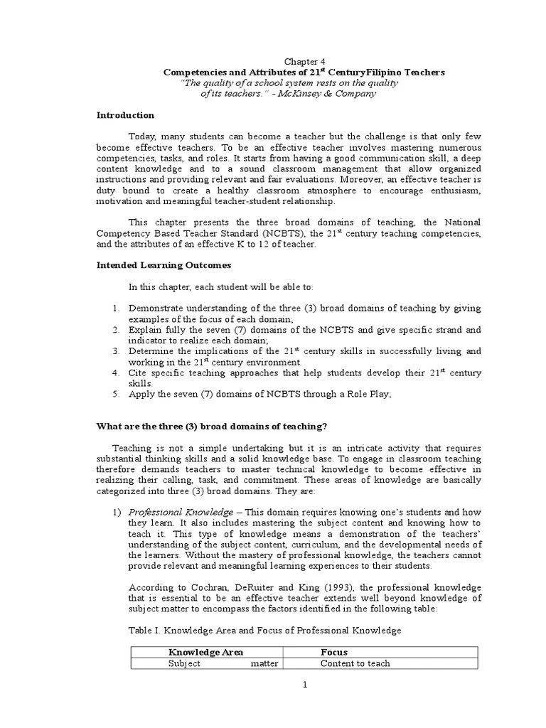 Chapter 4 Teaching Competencies In The 21st Century | PDF | Competence (Human Resources) | Teachers