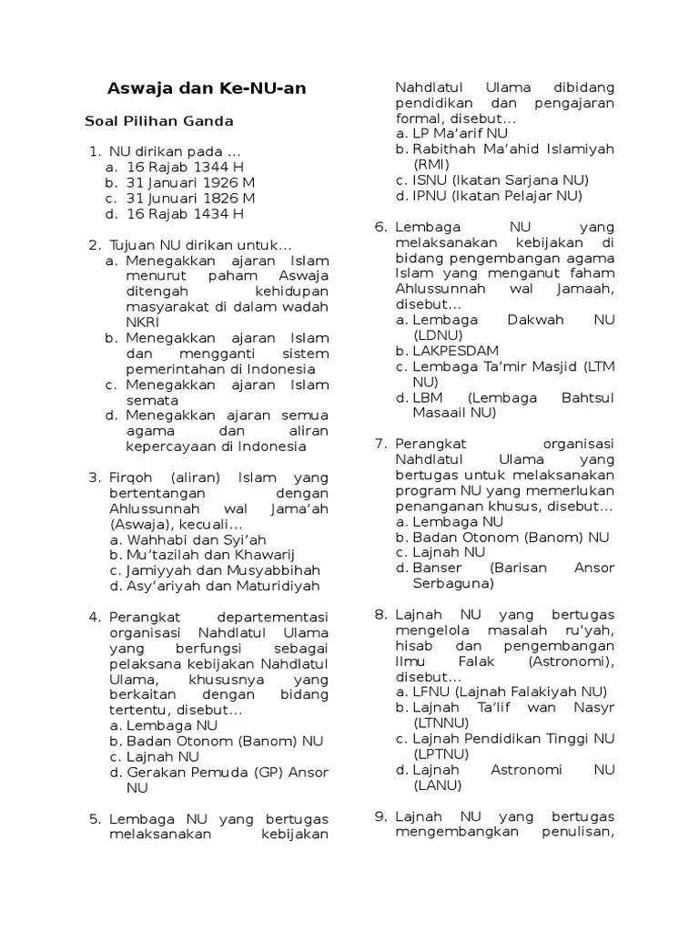 Check spelling or type a new query. Soal Soal Aswaja Kls 4 Jawabanku Id