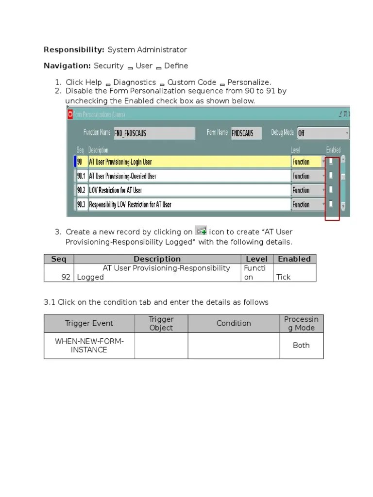 Form personalization in user form for oracle apps