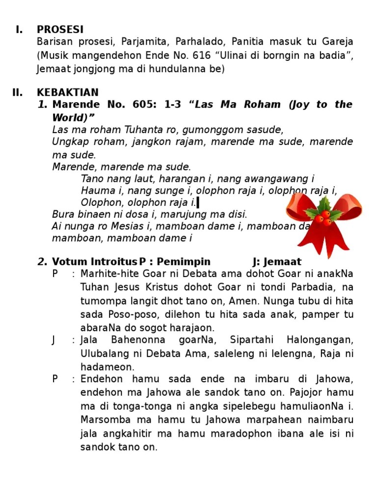 Acara ketiga senandung shalawat 4. Tertib Acara Perayaan Natal Punguan Hutabarat