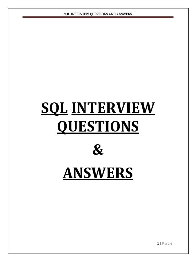 SQL Interview Questions PDF | PDF | Database Index | Relational Database