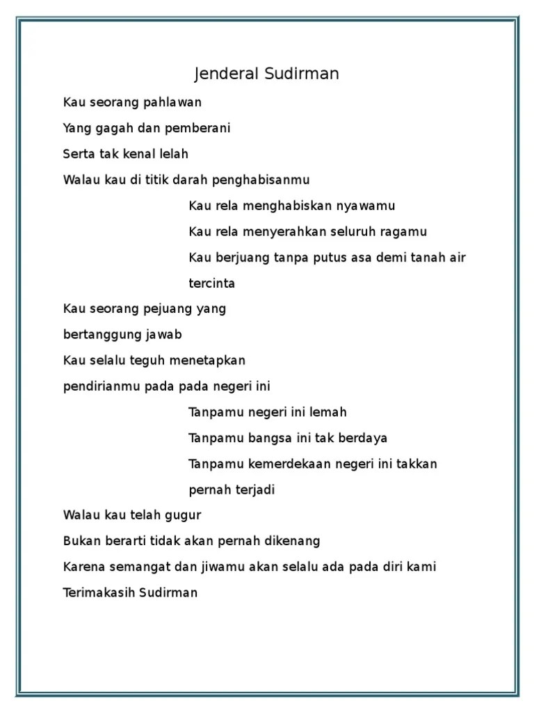 Dengan arti yang begitu mendalam dan . Jenderal Sudirman Puisi Pdf